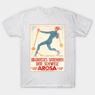 Arosa, Switzerland: 1918 Ski Races Competition - Vintage Swiss Poster T-Shirt